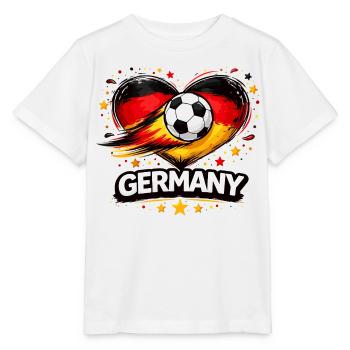 Herz, Flagge & Ball – Fußball Liebe Design - Stanley/Stella Kinder T-Shirt MINI CREATOR  - Weiß - Vorne - Maike (125cm)