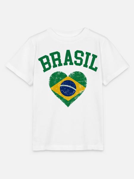 Brasilien Flagge Herz Brasil - Stanley/Stella Kinder T-Shirt MINI CREATOR  - Weiß