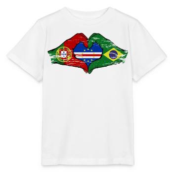 Mains du drapeau du Brésil au Cap-Vert Portugal - T-shirt bio MINI CREATOR Stanley/Stella Enfant - blanc - Devant - Maike (125cm)