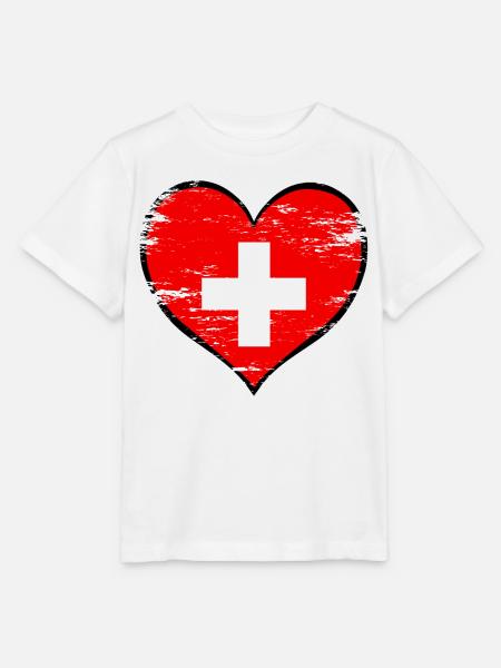 Schweiz Herzflagge used - Stanley/Stella Kinder T-Shirt MINI CREATOR - Weiß