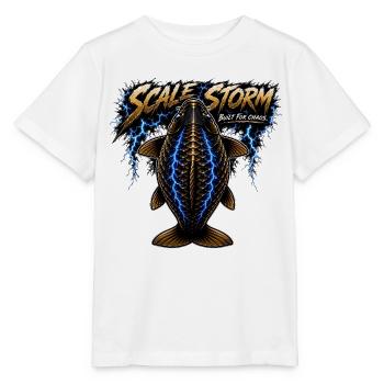 Tempête d’écailles de pêche à la carpe commune - T-shirt bio MINI CREATOR Stanley/Stella Enfant - blanc - Devant - Maike (125cm)