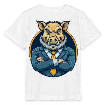 Logo clipart de personnage de personnage de dessin animé mascotte Boar Kawaii - T-shirt bio MINI CREATOR Stanley/Stella Enfant - blanc - Devant - Maike (125cm)