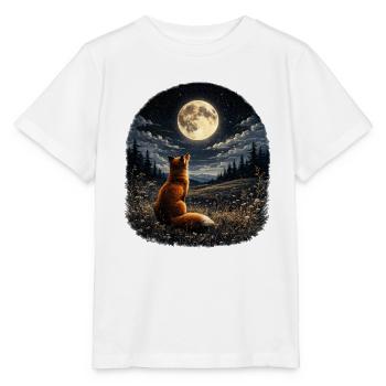 Renard clair de lune dans la forêt nocturne - T-shirt bio MINI CREATOR Stanley/Stella Enfant - blanc - Devant - Maike (125cm)