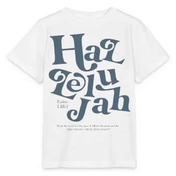 Hallelujah Schriftzug Psalm Motiv - Stanley/Stella Kinder T-Shirt MINI CREATOR  - Weiß - Vorne - Maike (125cm)