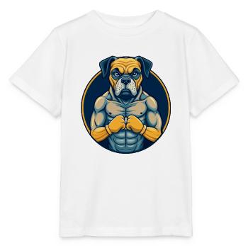 Boxer Dog Kawaii Maskottchen Cartoon Clipart Logo Abzeichen - Stanley/Stella Kinder T-Shirt MINI CREATOR  - Weiß - Vorne - Maike (125cm)