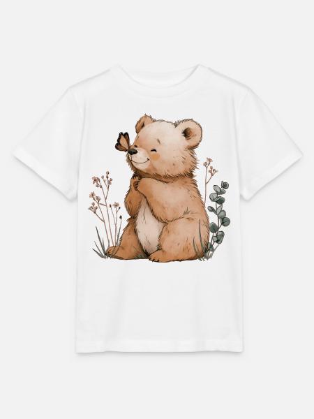 Bär mit Schmetterling - Stanley/Stella Kinder T-Shirt MINI CREATOR - Weiß