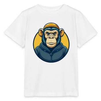 Schimpanse Kawaii Maskottchen-Cartoon-Clipart-Logo - Stanley/Stella Kinder T-Shirt MINI CREATOR  - Weiß - Vorne - Maike (125cm)