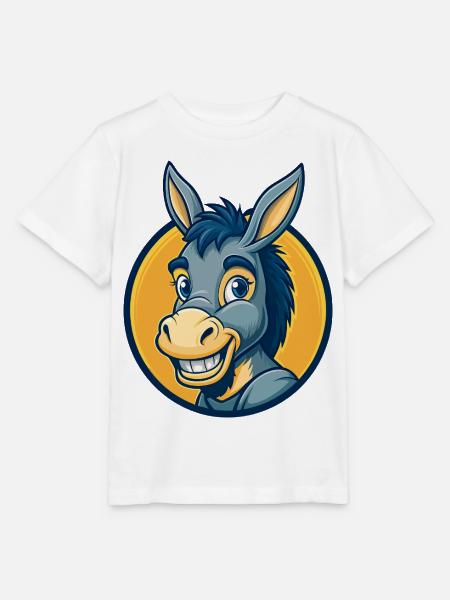 Esel-Kawaii-Maskottchen-Cartoon-Clipart-Logo-Abzeichen - Stanley/Stella Kinder T-Shirt MINI CREATOR - Weiß