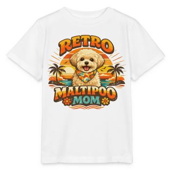 Retro Maltipoo Mom: 70er Jahre Sunset Design - Stanley/Stella Kinder T-Shirt MINI CREATOR  - Weiß - Vorne - Maike (125cm)