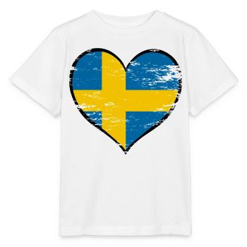 Drapeau du cœur de la Suède utilisé - T-shirt bio MINI CREATOR Stanley/Stella Enfant - blanc - Devant - Maike (125cm)