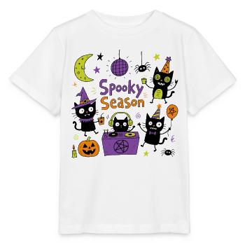 Saison Effrayante - Personnages drôles de chats d’Halloween - T-shirt bio MINI CREATOR Stanley/Stella Enfant - blanc - Devant - Maike (125cm)