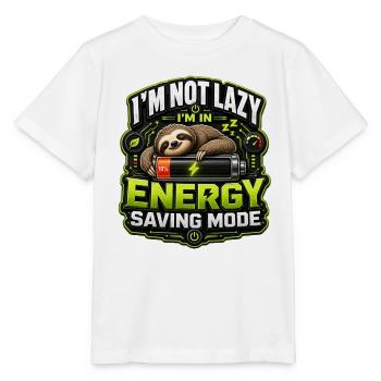 I'm not lazy, I'm saving energy - Stanley/Stella MINI CREATOR Kids’ T-Shirt - white - Front - Maike (125cm)