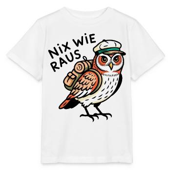 Eule mit Rucksack - Stanley/Stella Kinder T-Shirt MINI CREATOR  - Weiß - Vorne - Maike (125cm)