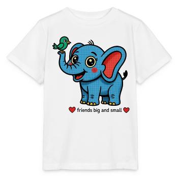 Éléphant et oiseau – petits et grands amis - T-shirt bio MINI CREATOR Stanley/Stella Enfant - blanc - Devant - Maike (125cm)