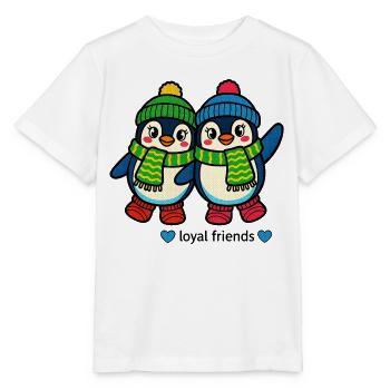 Deux manchots – des amis d’hiver fidèles - T-shirt bio MINI CREATOR Stanley/Stella Enfant - blanc - Devant - Maike (125cm)