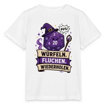 Würfeln Fluchen Wiederholen Shirt - Stanley/Stella Kinder T-Shirt MINI CREATOR  - Weiß - Vorne - Maike (125cm)