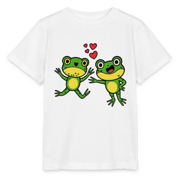 Heureux ami grenouille avec un cœur - T-shirt bio MINI CREATOR Stanley/Stella Enfant - blanc - Devant - Maike (125cm)