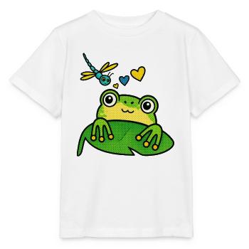 Dreamy frog with dragonfly - Stanley/Stella MINI CREATOR Kids’ T-Shirt - white - Front - Maike (125cm)