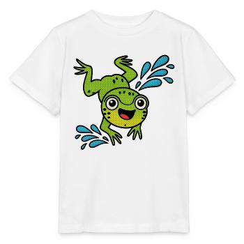 Grenouille heureuse qui saute dans l’eau - T-shirt bio MINI CREATOR Stanley/Stella Enfant - blanc - Devant - Maike (125cm)