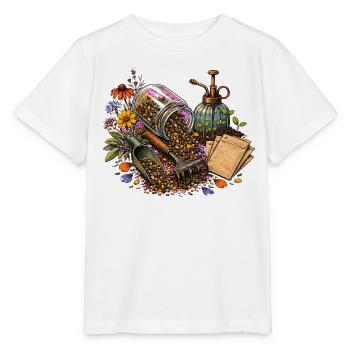Blumenerde Gärtnern Garten Natur Blumen Pflanzen - Stanley/Stella Kinder T-Shirt MINI CREATOR  - Weiß - Vorne - Maike (125cm)