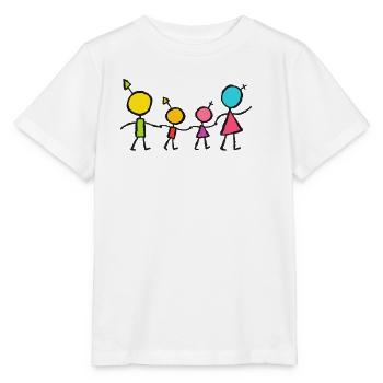 Happy Little Family – Colorful Stick Figure Design - Stanley/Stella MINI CREATOR Kids’ T-Shirt - white - Front - Maike (125cm)