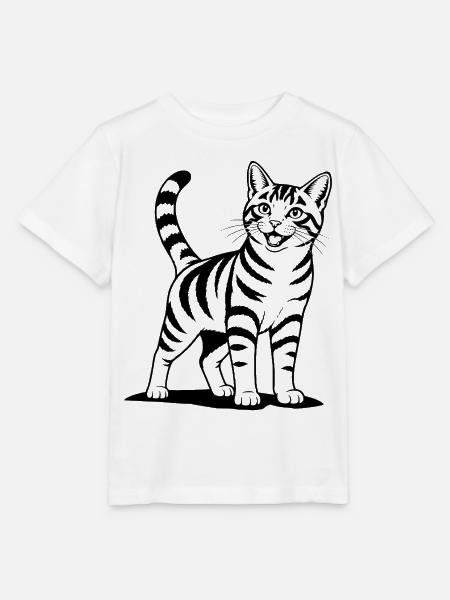 Katze stehend schwarz - Stanley/Stella Kinder T-Shirt MINI CREATOR - Weiß