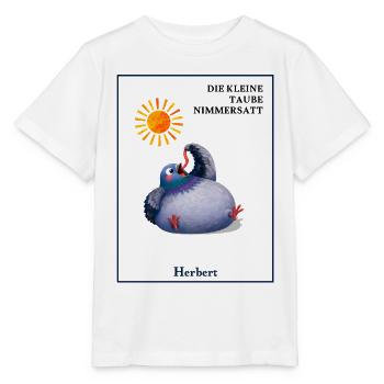 DIE KLEINE TAUBE NIMMERSATT - Herbert mit Wurm - Stanley/Stella Kinder T-Shirt MINI CREATOR  - Weiß - Vorne - Maike (125cm)