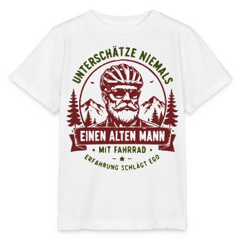 Unterschätze niemals alten Mann mit Fahrrad - Stanley/Stella Kinder T-Shirt MINI CREATOR  - Weiß - Vorne - Maike (125cm)