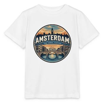 Emblème rétro des maisons du canal d’Amsterdam - T-shirt bio MINI CREATOR Stanley/Stella Enfant - blanc - Devant - Maike (125cm)