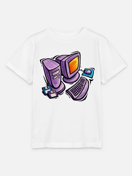 Retro-Computer-Skizze in Lila - Stanley/Stella Kinder T-Shirt MINI CREATOR - Weiß