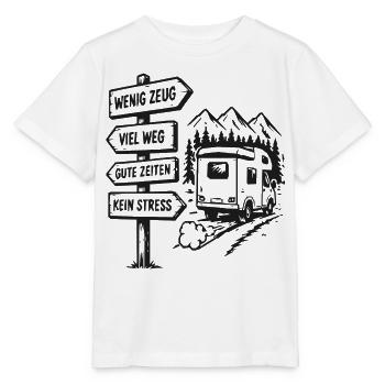 Wenig Zeug Viel Weg Gute Zeiten - Stanley/Stella Kinder T-Shirt MINI CREATOR  - Weiß - Vorne - Maike (125cm)