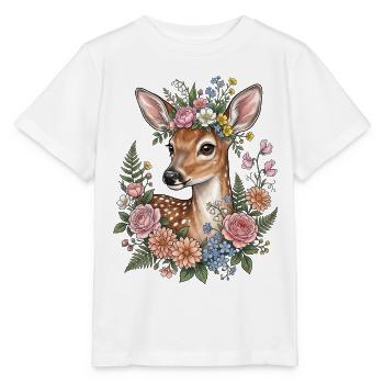 Deer Fawn Flowers Folk Festival Traditional Costumes Replacement Gift - Stanley/Stella MINI CREATOR Kids’ T-Shirt - white - Front - Maike (125cm)