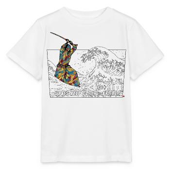Les vagues continuent d’arriver Kamae Aïkido masculin Iaido Kendo - T-shirt bio MINI CREATOR Stanley/Stella Enfant - blanc - Devant - Maike (125cm)