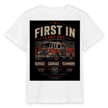 Pompiers, Premier Entrant, Dernier Sorti - T-shirt bio MINI CREATOR Stanley/Stella Enfant - blanc - Devant - Maike (125cm)