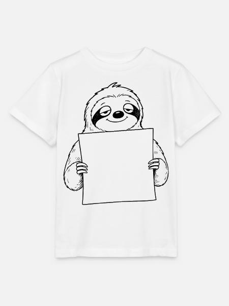 Faultier mit Zettel - Stanley/Stella Kinder T-Shirt MINI CREATOR - Weiß