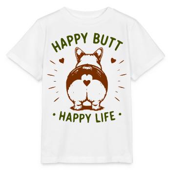 Un derrière de chien heureux – une vie heureuse - T-shirt bio MINI CREATOR Stanley/Stella Enfant - blanc - Devant - Maike (125cm)