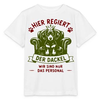 Dackel regiert: Königsstuhl - Stanley/Stella Kinder T-Shirt MINI CREATOR  - Weiß - Vorne - Maike (125cm)