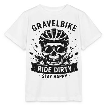 Gravel Bike Skull Ride Dirty Stay Happy - Stanley/Stella MINI CREATOR Kids’ T-Shirt - white - Front - Maike (125cm)
