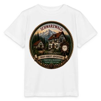 Schwarzwald mit Berge Wald Landschaft Hirsch Uhr - Stanley/Stella Kinder T-Shirt MINI CREATOR  - Weiß - Vorne - Maike (125cm)
