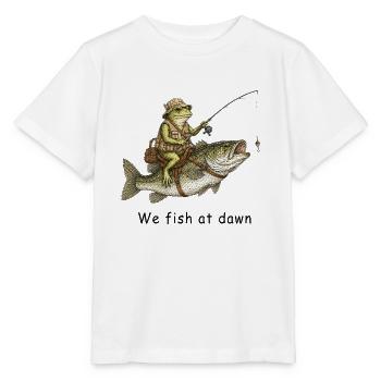 Nous pêchons chez Dawn Frog Angler - T-shirt bio MINI CREATOR Stanley/Stella Enfant - blanc - Devant - Maike (125cm)