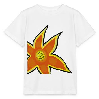 Dessin du contour fleur orange néon - T-shirt bio MINI CREATOR Stanley/Stella Enfant - blanc - Devant - Maike (125cm)