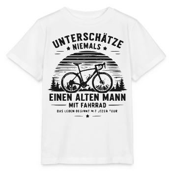 Unterschätze niemals alten Mann mit Fahrrad - Stanley/Stella Kinder T-Shirt MINI CREATOR  - Weiß - Vorne - Maike (125cm)