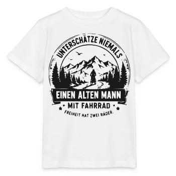 Alter Mann mit Fahrrad – Abenteuerszene - Stanley/Stella Kinder T-Shirt MINI CREATOR  - Weiß - Vorne - Maike (125cm)