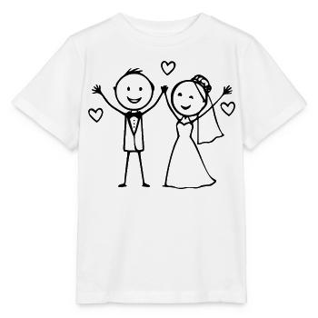 Wedding Couple Cartoon Cheerful - Stanley/Stella MINI CREATOR Kids’ T-Shirt - white - Front - Maike (125cm)