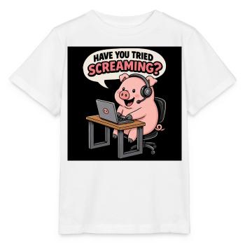 Cochon au bureau des casques - T-shirt bio MINI CREATOR Stanley/Stella Enfant - blanc - Devant - Maike (125cm)