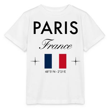 Paris France Coordinates Travel Souvenir - Stanley/Stella MINI CREATOR Kids’ T-Shirt - white - Front - Maike (125cm)