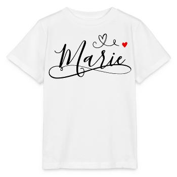 Marie Name Vorname mit Herzdekor - Stanley/Stella Kinder T-Shirt MINI CREATOR  - Weiß - Vorne - Maike (125cm)