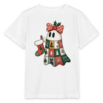 Patchwork Ghost with Christmas Quilt - Stanley/Stella MINI CREATOR Kids’ T-Shirt - white - Front - Maike (125cm)