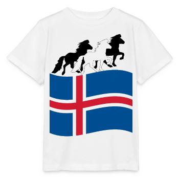 Drapeau islandais avec chevaux islandais - T-shirt bio MINI CREATOR Stanley/Stella Enfant - blanc - Devant - Maike (125cm)