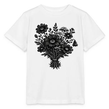 Botanique de linogravure vintage des fleurs sauvages - T-shirt bio MINI CREATOR Stanley/Stella Enfant - blanc - Devant - Maike (125cm)